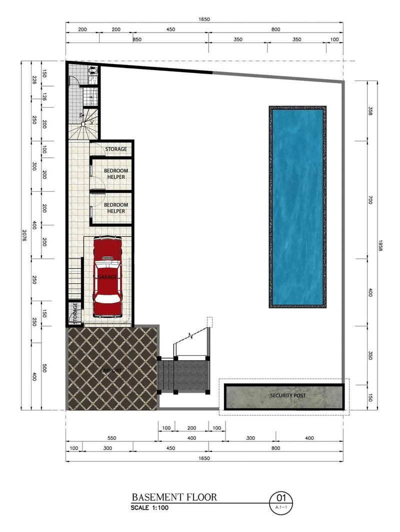 Denah Unit E lantai basement