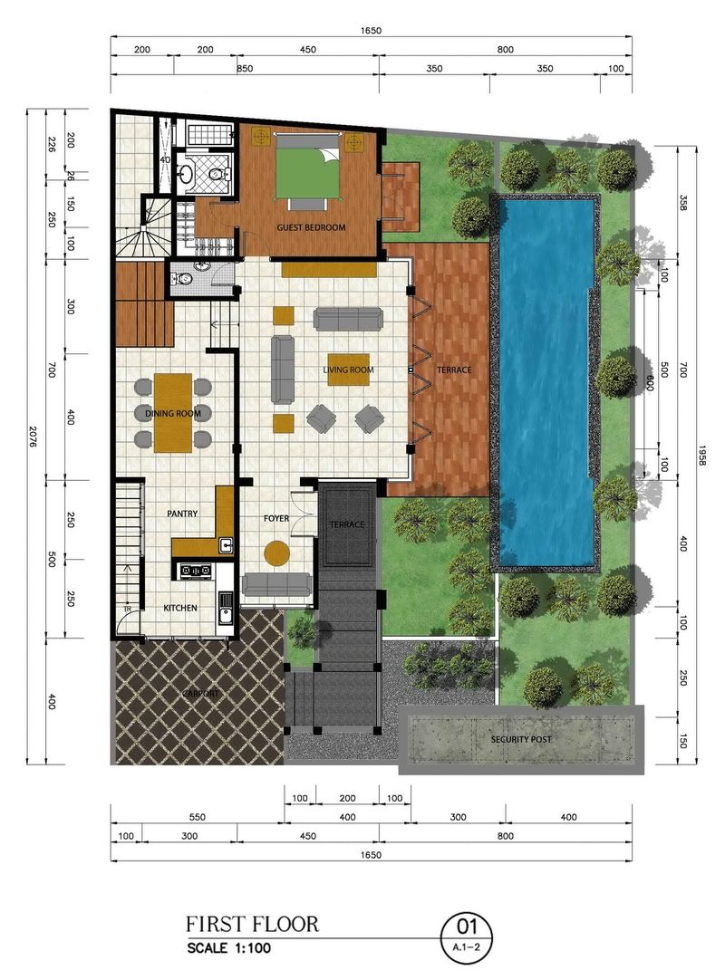 Denah Unit E lantai 1